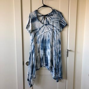 Tie-dyed flowy mini dress with fun uneven hem